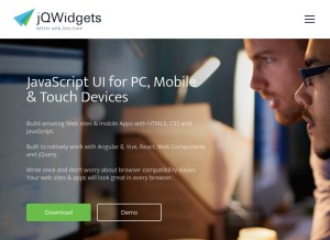 How jqwidgets.com looks like on a tablet such as an iPad.