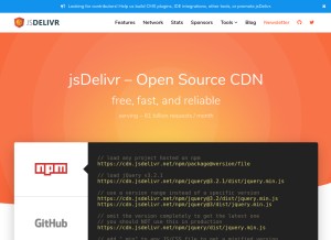How jsdelivr.com looks like on a tablet such as an iPad.