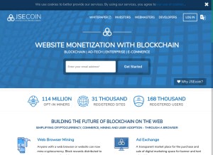 How jsecoin.com looks like on a tablet such as an iPad.