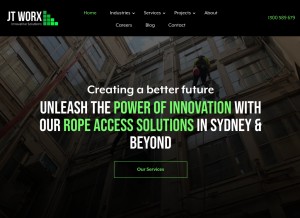 How jtworx.com.au looks like on a tablet such as an iPad.