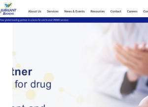 How jubilantbiosys.com looks like on a tablet such as an iPad.