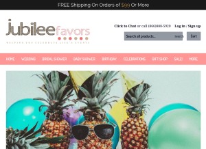 How jubileefavors.com looks like on a tablet such as an iPad.