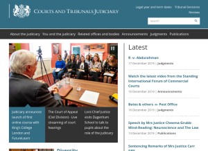 How judiciary.uk looks like on a tablet such as an iPad.