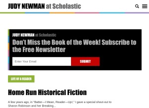 How judynewmanatscholastic.com looks like on a tablet such as an iPad.