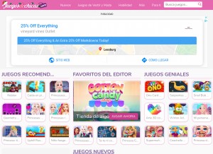 How juegosdechicas.com looks like on a tablet such as an iPad.