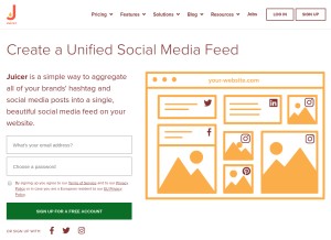 How juicer.io looks like on a tablet such as an iPad.