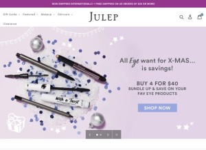 How julep.com looks like on a tablet such as an iPad.