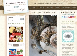 How juliausher.com looks like on a tablet such as an iPad.