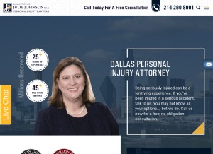 How juliejohnsonlaw.com looks like on a tablet such as an iPad.