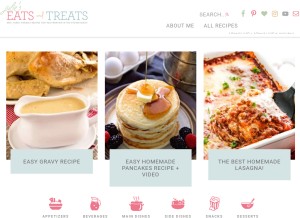 How julieseatsandtreats.com looks like on a tablet such as an iPad.
