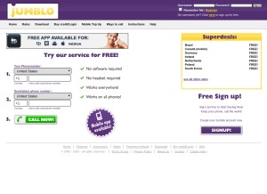 How jumblo.com looks like on a tablet such as an iPad.
