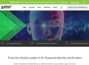 How jumio.com looks like on a tablet such as an iPad.
