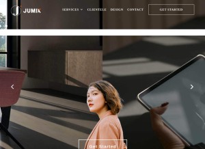 How jumixdesign.com looks like on a tablet such as an iPad.