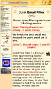 How junkemailfilter.com looks like on a mobile device such as an iPhone.