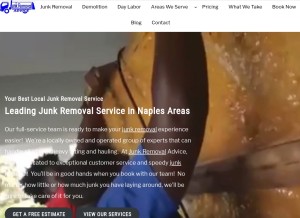 How junkremovaladvice.com looks like on a tablet such as an iPad.