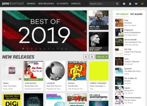 How junodownload.com looks like on a tablet such as an iPad.