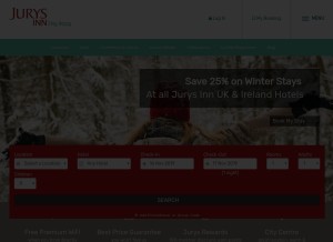 How jurysinns.com looks like on a tablet such as an iPad.