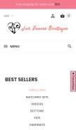 How jusfanceeboutique.com looks like on a mobile device such as an iPhone.