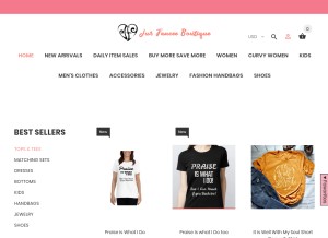 How jusfanceeboutique.com looks like on a tablet such as an iPad.