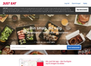 How just-eat.dk looks like on a tablet such as an iPad.