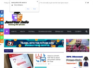 How just4ur.info looks like on a tablet such as an iPad.