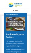 How justaboutcyprus.com looks like on a mobile device such as an iPhone.