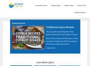 How justaboutcyprus.com looks like on a tablet such as an iPad.