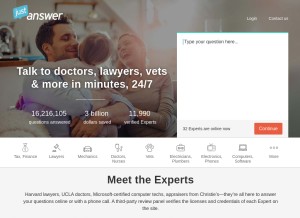 How justanswer.com looks like on a tablet such as an iPad.