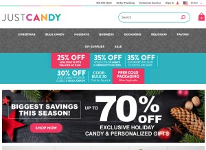 How justcandy.com looks like on a tablet such as an iPad.