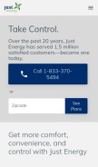 How justenergy.com looks like on a mobile device such as an iPhone.