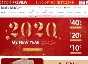 How justfashionnow.com looks like on a tablet such as an iPad.