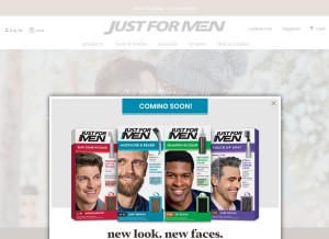 How justformen.com looks like on a tablet such as an iPad.