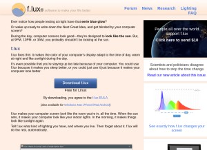 How justgetflux.com looks like on a tablet such as an iPad.