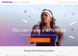 How justgiving.com looks like on a tablet such as an iPad.