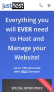 How justhost.com looks like on a mobile device such as an iPhone.