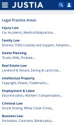 How justia.com looks like on a mobile device such as an iPhone.