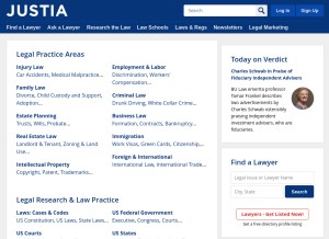 How justia.com looks like on a tablet such as an iPad.