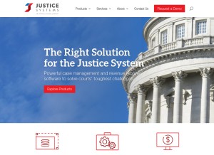 How justicesystems.com looks like on a tablet such as an iPad.