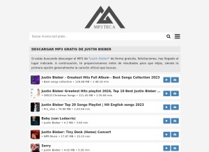 How justin-bieber.mp3teca.info looks like on a tablet such as an iPad.