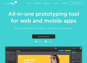How justinmind.com looks like on a tablet such as an iPad.
