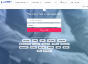 How justjobs.io looks like on a tablet such as an iPad.