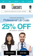 How justlabcoats.com looks like on a mobile device such as an iPhone.