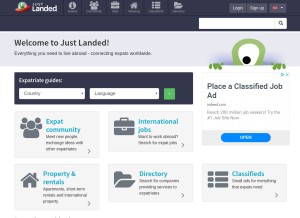 How justlanded.com looks like on a tablet such as an iPad.