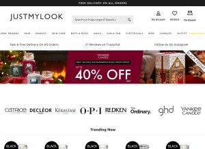 How justmylook.com looks like on a tablet such as an iPad.