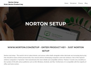 How justnorton.com looks like on a tablet such as an iPad.