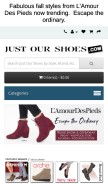 How justourshoes.com looks like on a mobile device such as an iPhone.