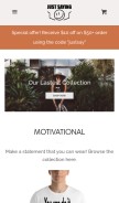 How justsayingclothing.com looks like on a mobile device such as an iPhone.