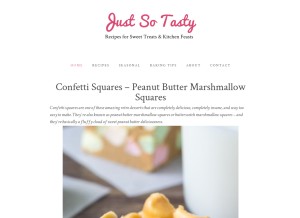 How justsotasty.com looks like on a tablet such as an iPad.