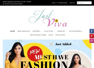 How justvivastore.com looks like on a tablet such as an iPad.