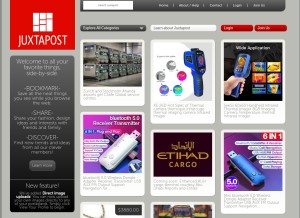 How juxtapost.com looks like on a tablet such as an iPad.